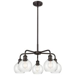 Athens 24&quot;W 5 Light Oil Rubbed Bronze Stem Hung Chandelier With Seedy
