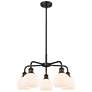 Athens 24"W 5 Light Oil Rubbed Bronze Stem Hung Chandelier With White 