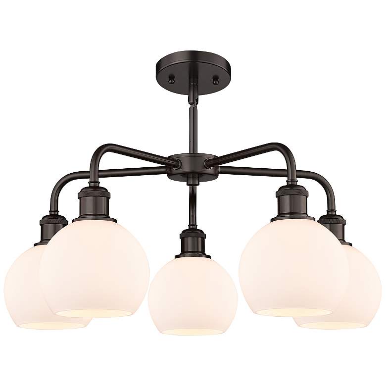 Image 2 Athens 24"W 5 Light Oil Rubbed Bronze Stem Hung Chandelier With White more views