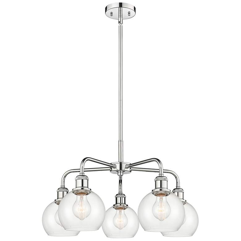 Image 1 Athens 24 inchW 5 Light Polished Chrome Stem Hung Chandelier With Clear Sh