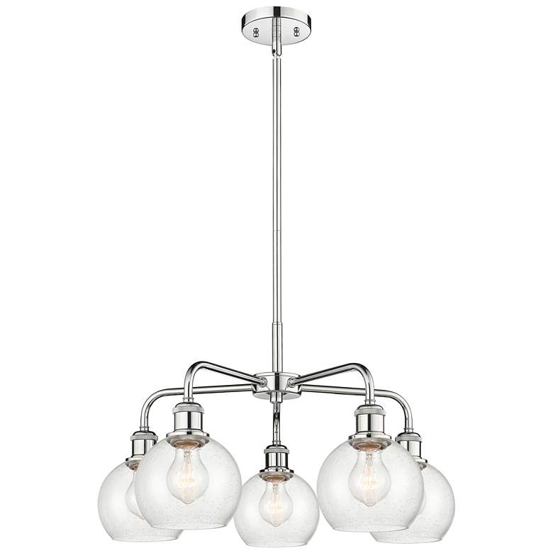 Image 1 Athens 24"W 5 Light Polished Chrome Stem Hung Chandelier With Seedy Sh
