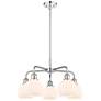 Athens 24"W 5 Light Polished Chrome Stem Hung Chandelier With White Sh