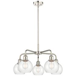 Athens 24&quot;W 5 Light Polished Nickel Stem Hung Chandelier With Clear Sh