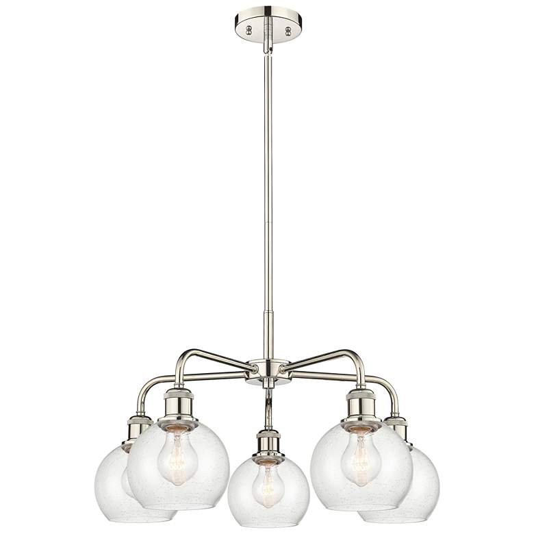 Image 1 Athens 24"W 5 Light Polished Nickel Stem Hung Chandelier With Seedy Sh