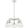 Athens 24"W 5 Light Polished Nickel Stem Hung Chandelier With Seedy Sh