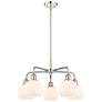 Athens 24"W 5 Light Polished Nickel Stem Hung Chandelier With White Sh