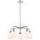 Athens 24"W 5 Light Polished Nickel Stem Hung Chandelier With White Sh