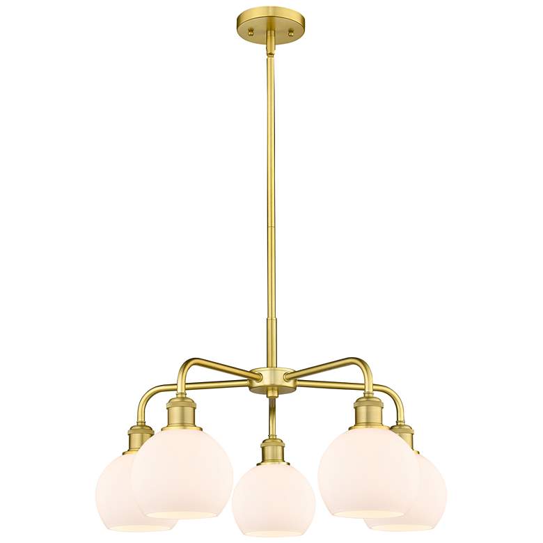 Image 1 Athens 24"W 5 Light Satin Gold Stem Hung Chandelier With Matte White S