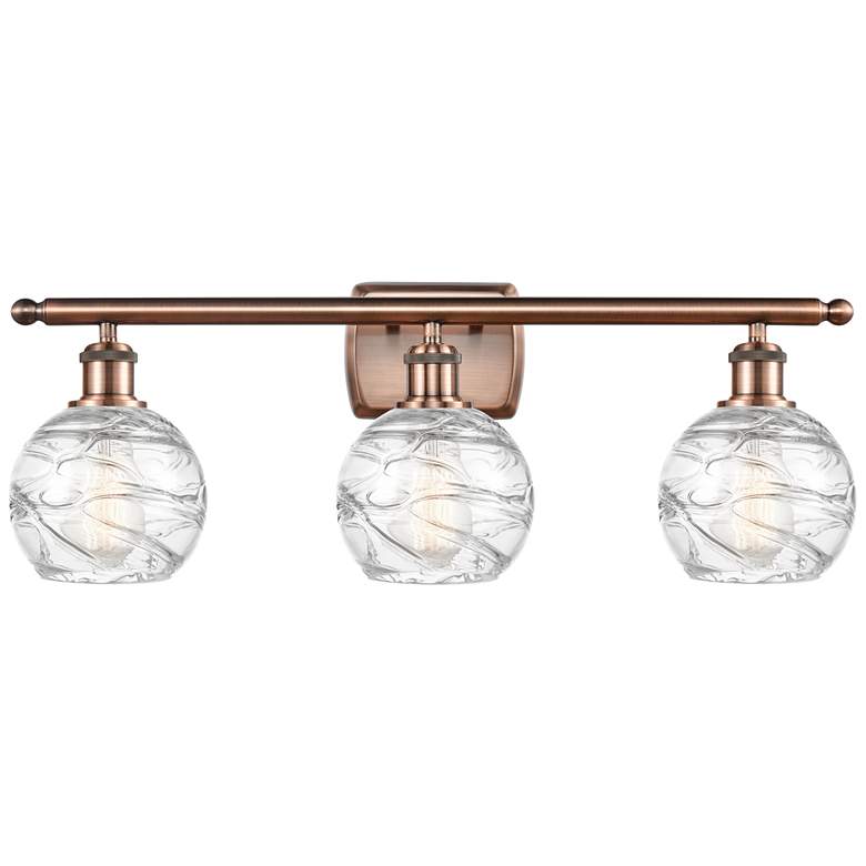 Image 1 Athens 26" 3-Light Antique Copper Bath Light w/ Clear Deco Swirl Shade