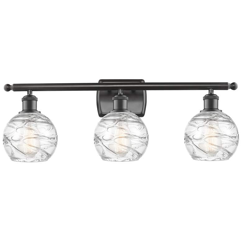 Image 1 Athens 26" 3-Light Oil Rubbed Bronze Bath Light w/ Clear Deco Swirl Sh