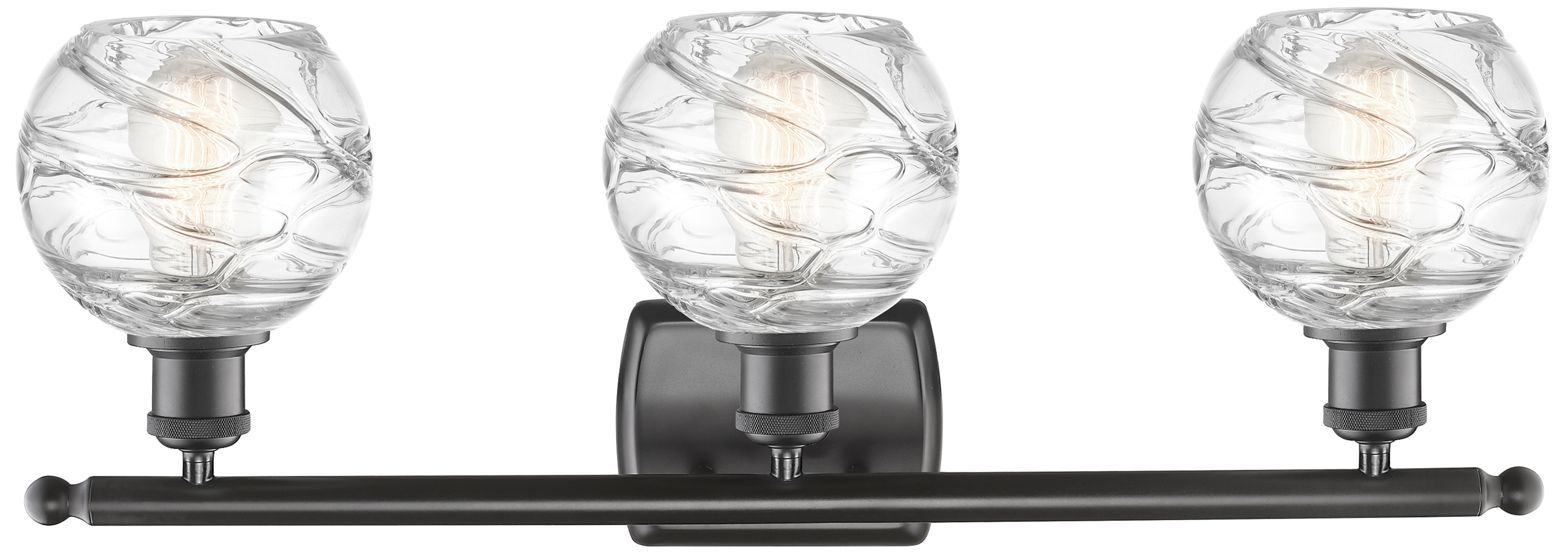 Image 2 Athens 26" 3-Light Oil Rubbed Bronze Bath Light w/ Clear Deco Swirl Sh more views