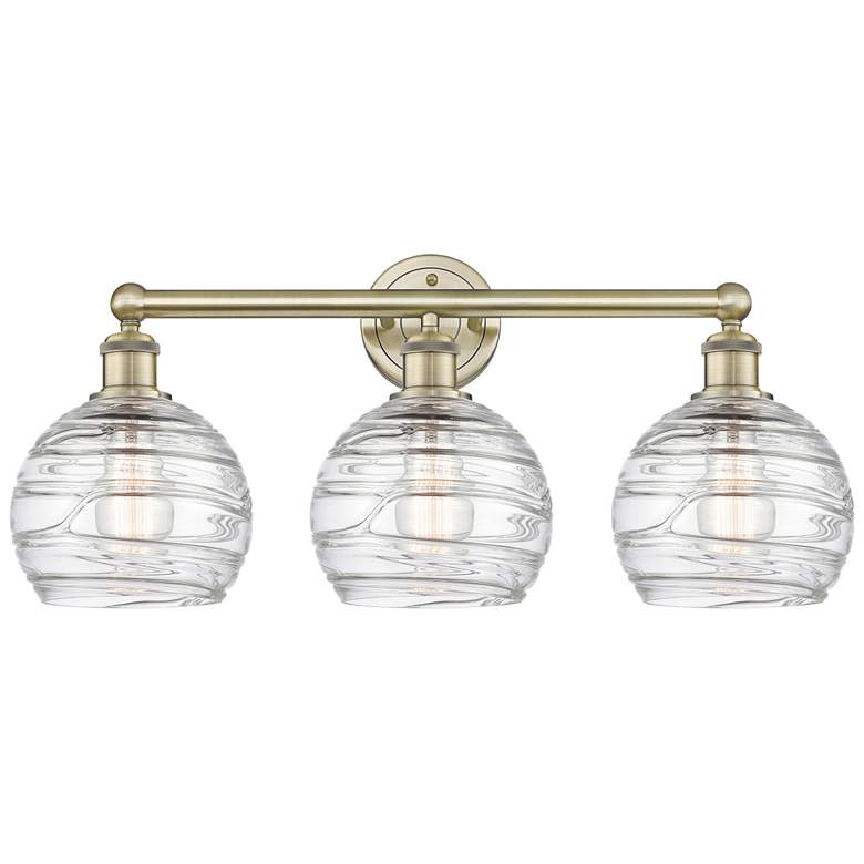 Image 1 Athens 26" Wide 3 Light Antique Brass Bath Vanity Light w/ Deco Swirl