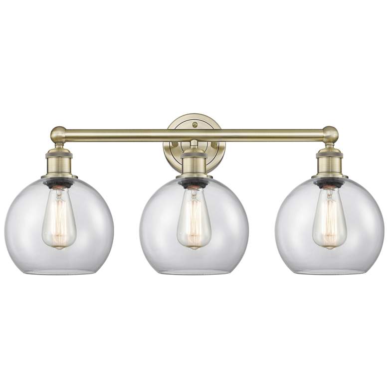 Image 1 Athens 26" Wide 3 Light Antique Brass Bath Vanity Light With Clear Sha
