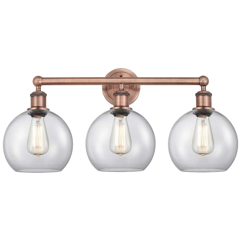 Image 1 Athens 26" Wide 3 Light Antique Copper Bath Vanity Light With Clear Sh