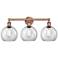 Athens 26" Wide 3 Light Antique Copper Bath Vanity Light With Clear Sh