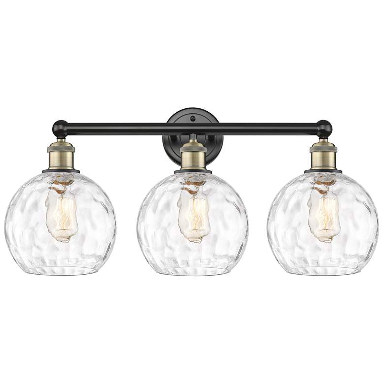 Image 1 Athens 26" Wide 3 Light Black Brass Bath Vanity Light w/ Water Glass S
