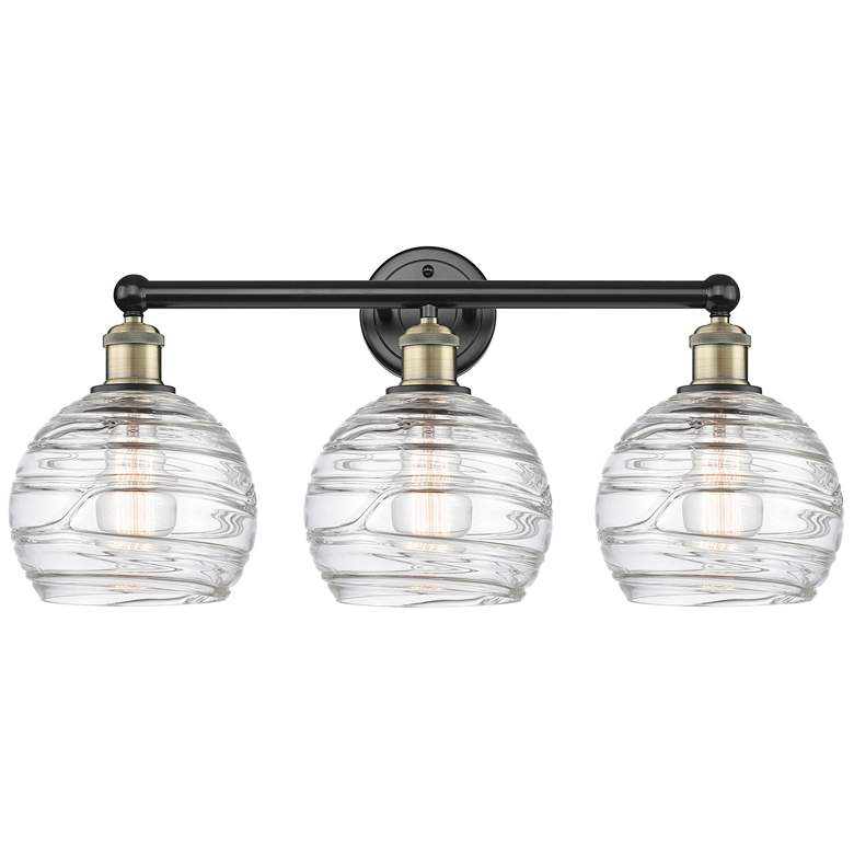 Image 1 Athens 26" Wide 3 Light Black Brass Bath Vanity Light With Deco Swirl