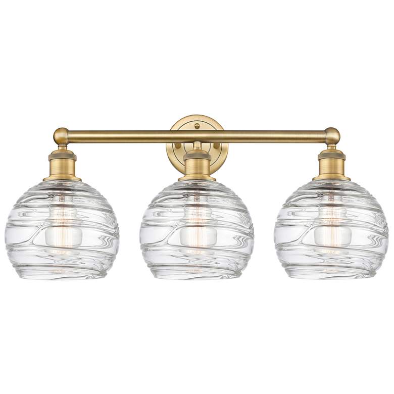 Image 1 Athens 26" Wide 3 Light Brushed Brass Bath Vanity Light w/ Deco Swirl