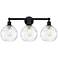 Athens 26" Wide 3 Light Matte Black Bath Vanity Light w/ Water Glass S