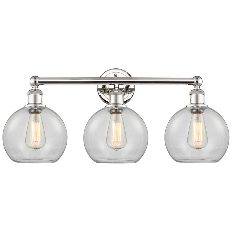 Image 1 Athens 26" Wide 3 Light Polished Nickel Bath Vanity Light With Clear S