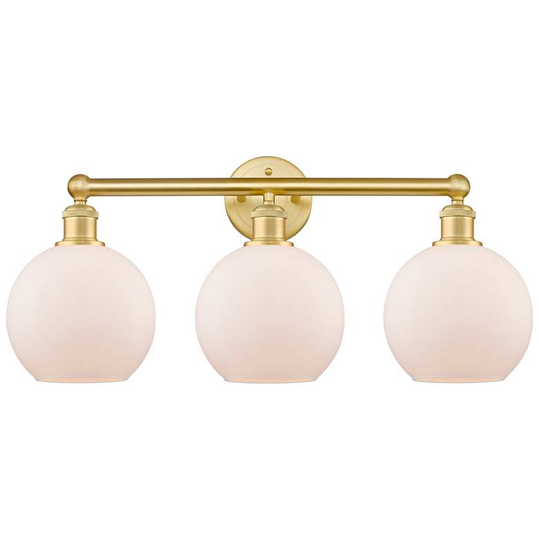 Image 1 Athens 26" Wide 3 Light Satin Gold Bath Vanity Light With Matte White