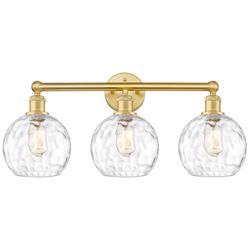 Athens 26&quot; Wide 3 Light Satin Gold Bath Vanity Light With Water Glass