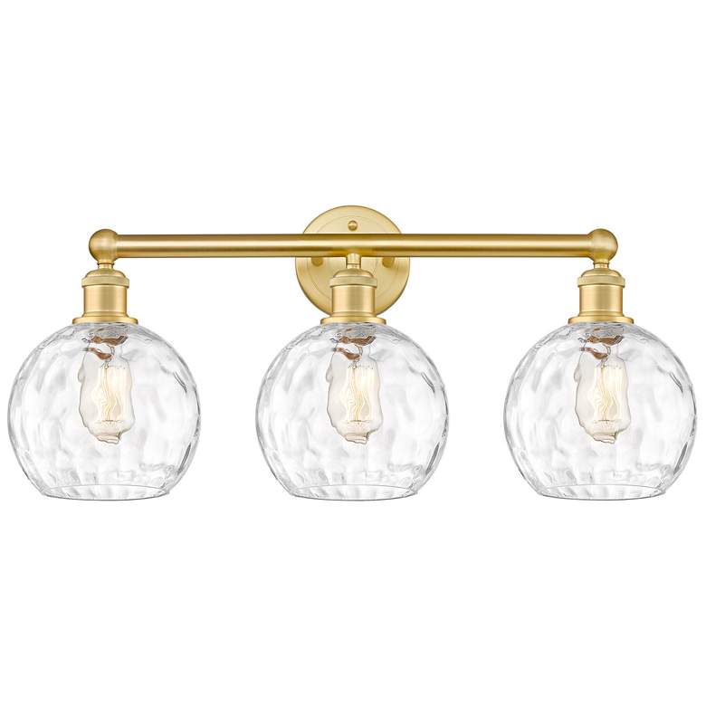Image 1 Athens 26 inch Wide 3 Light Satin Gold Bath Vanity Light With Water Glass 