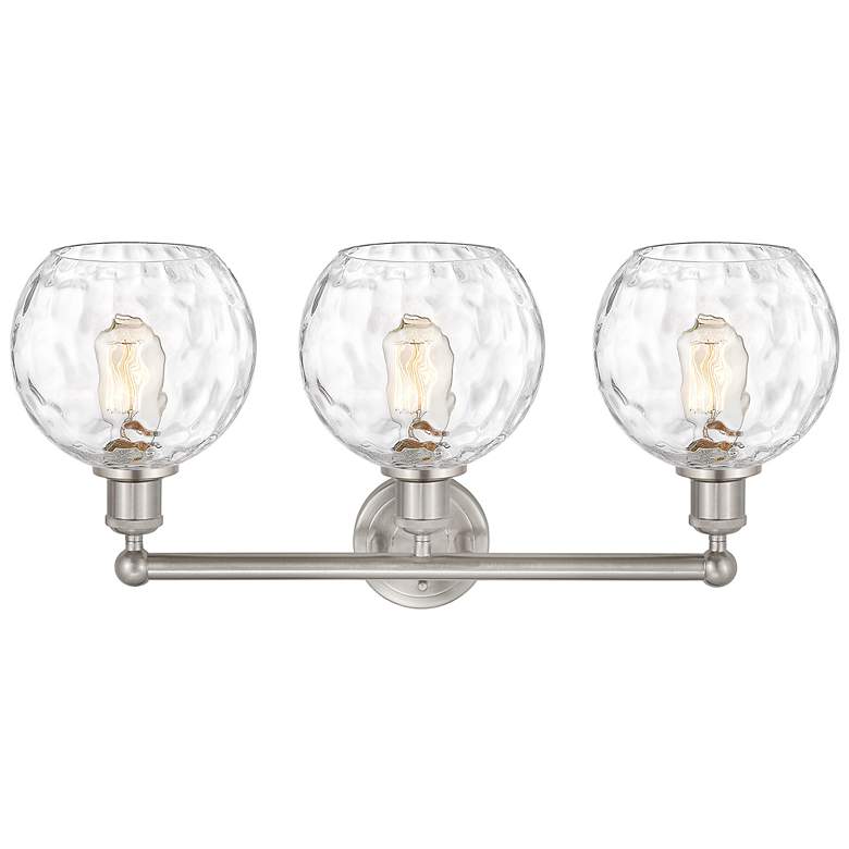 Image 3 Athens 26 inch Wide 3 Light Satin Nickel Bath Vanity Light w/ Water Glass  more views