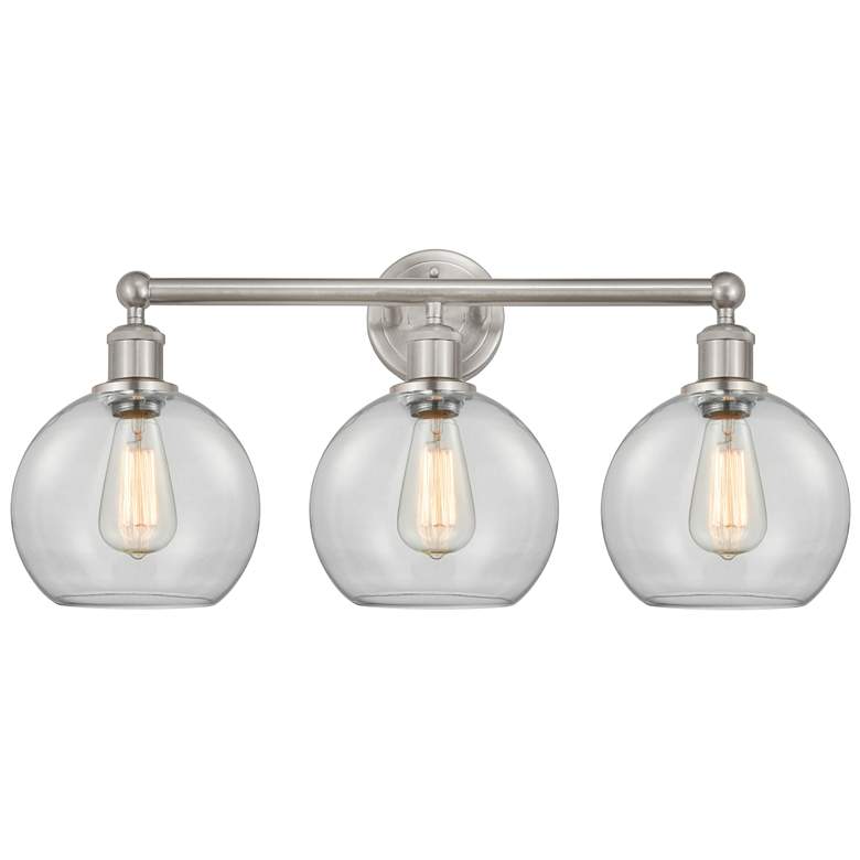 Image 1 Athens 26" Wide 3 Light Satin Nickel Bath Vanity Light With Clear Shad