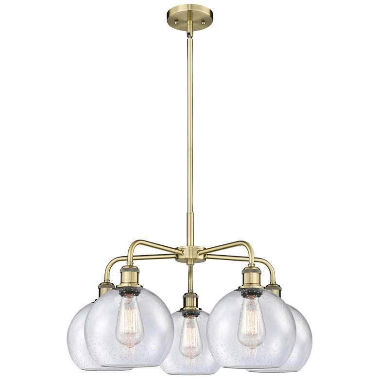 Image 1 Athens 26" Wide 5 Light Antique Brass Stem Hung Chandelier With Seedy