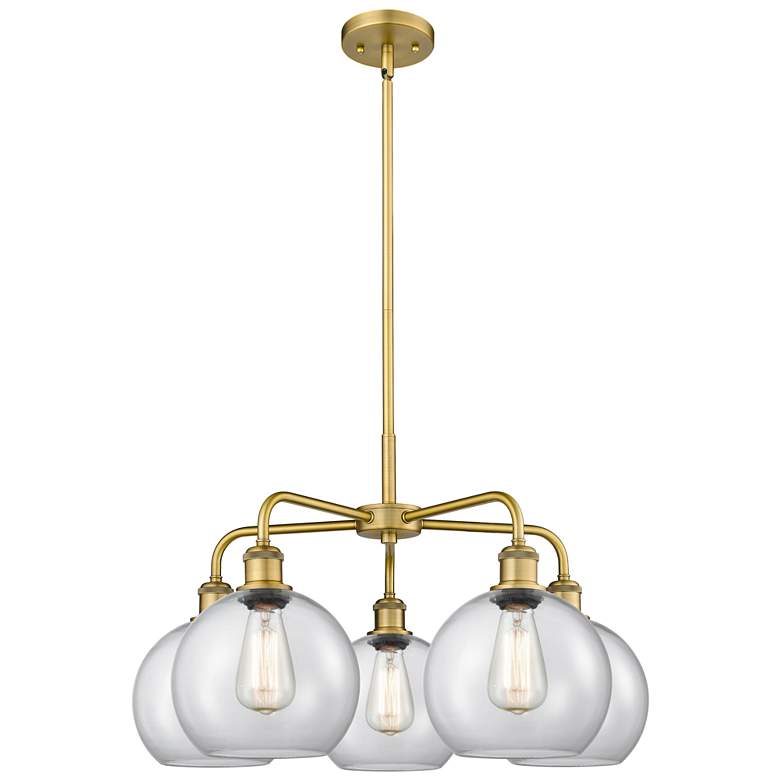 Image 1 Athens 26" Wide 5 Light Brushed Brass Stem Hung Chandelier With Clear