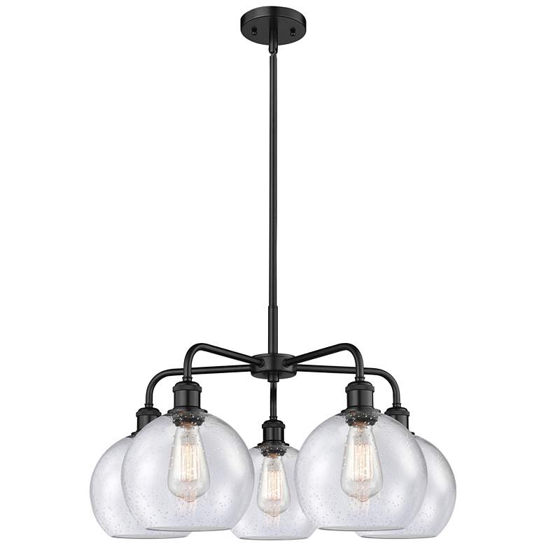 Image 1 Athens 26" Wide 5 Light Matte Black Stem Hung Chandelier With Seedy Sh