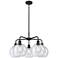 Athens 26" Wide 5 Light Matte Black Stem Hung Chandelier With Seedy Sh
