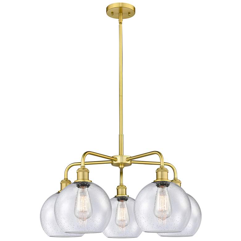 Image 1 Athens 26" Wide 5 Light Satin Gold Stem Hung Chandelier With Seedy Sha