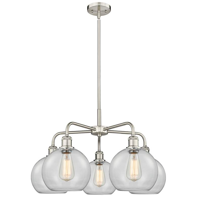 Image 1 Athens 26" Wide 5 Light Satin Nickel Stem Hung Chandelier With Clear S