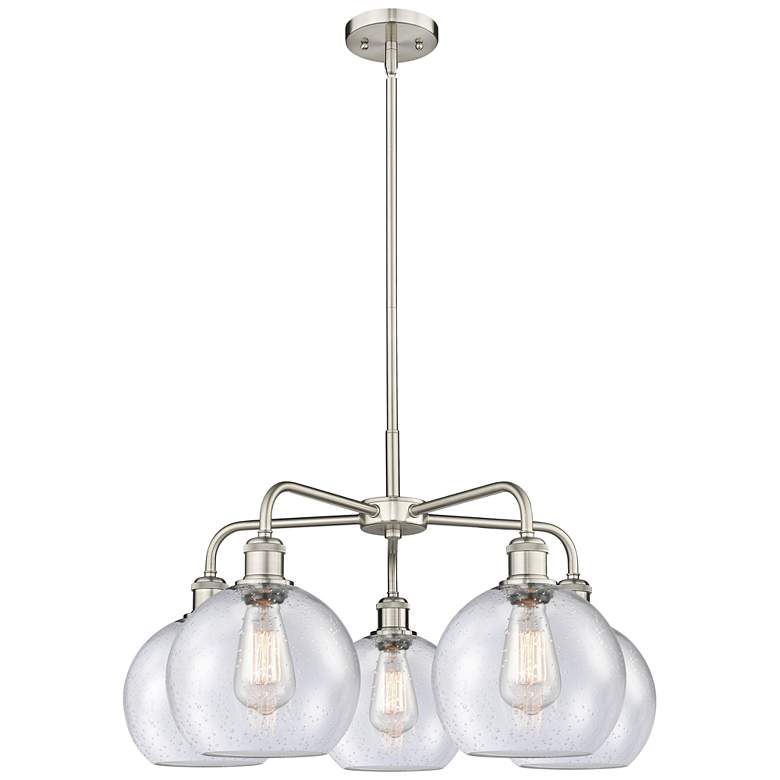 Image 1 Athens 26" Wide 5 Light Satin Nickel Stem Hung Chandelier With Seedy S