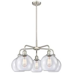 Athens 26&quot; Wide 5 Light Satin Nickel Stem Hung Chandelier With Seedy S
