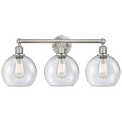 Athens 26" Wide Satin Nickel Seedy Glass 3-Light Bath Light