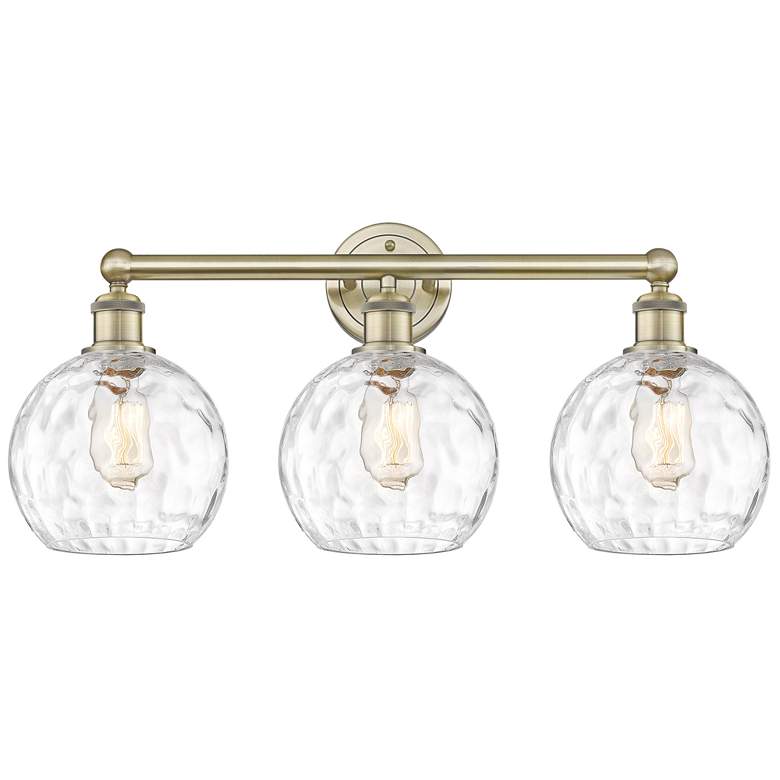 Image 1 Athens 26"W 3 Light Antique Brass Bath Vanity Light w/ Water Glass Sha