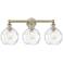Athens 26"W 3 Light Antique Brass Bath Vanity Light w/ Water Glass Sha