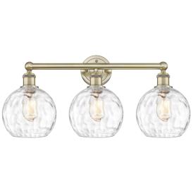 Athens 26"W 3 Light Antique Brass Bath Vanity Light w/ Water Glass Sha Athens 26"W 3 Light Antique Brass Bath Vanity Light w/ Water Glass Sha
