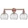 Athens 26"W 3 Light Antique Copper Bath Vanity Light w/ Deco Swirl Sha