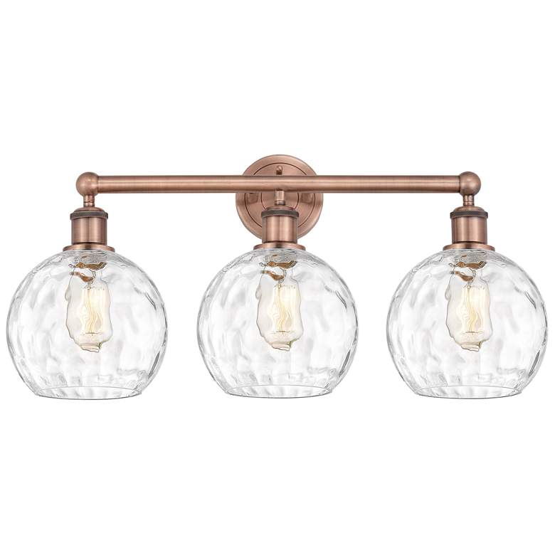 Image 1 Athens 26"W 3 Light Antique Copper Bath Vanity Light w/ Water Glass Sh