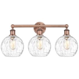 Athens 26"W 3 Light Antique Copper Bath Vanity Light w/ Water Glass Sh Athens 26"W 3 Light Antique Copper Bath Vanity Light w/ Water Glass Sh