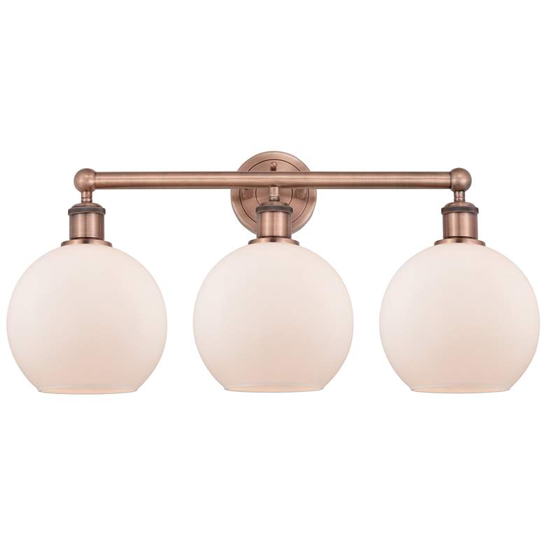 Image 1 Athens 26"W 3 Light Antique Copper Bath Vanity Light With Matte White
