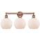 Athens 26"W 3 Light Antique Copper Bath Vanity Light With Matte White