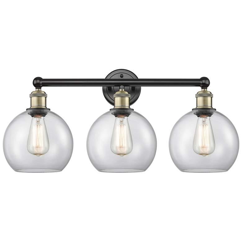 Image 1 Athens 26"W 3 Light Black Antique Brass Bath Vanity Light With Clear S