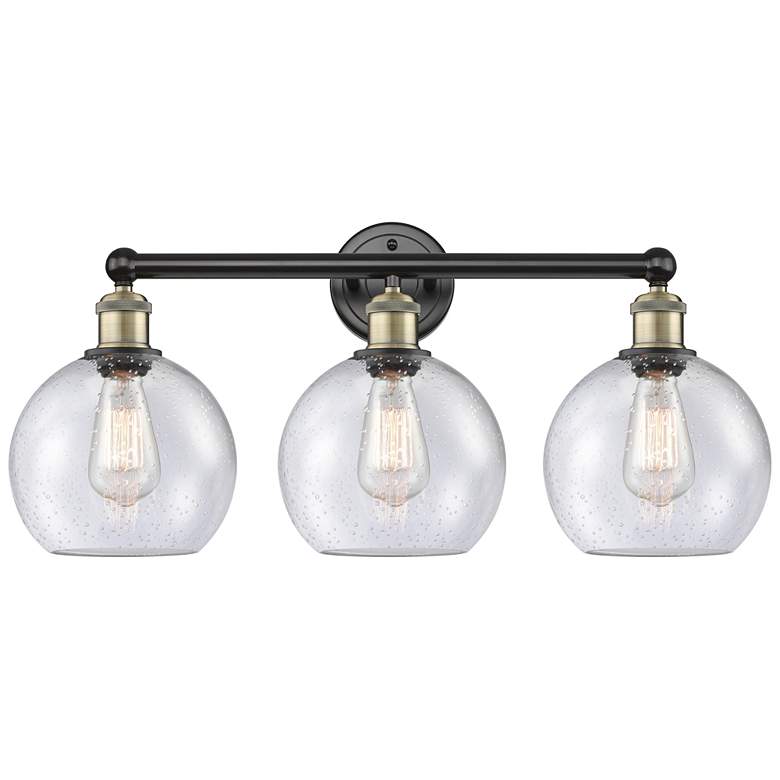 Image 1 Athens 26"W 3 Light Black Antique Brass Bath Vanity Light With Seedy S