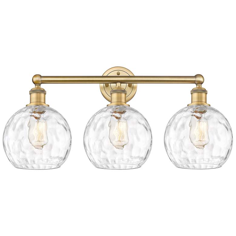 Image 1 Athens 26"W 3 Light Brushed Brass Bath Vanity Light w/ Water Glass Sha