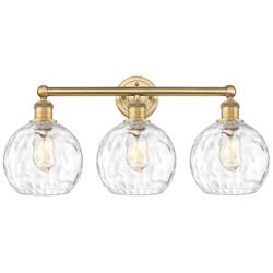 Athens 26"W 3 Light Brushed Brass Bath Vanity Light w/ Water Glass Sha
